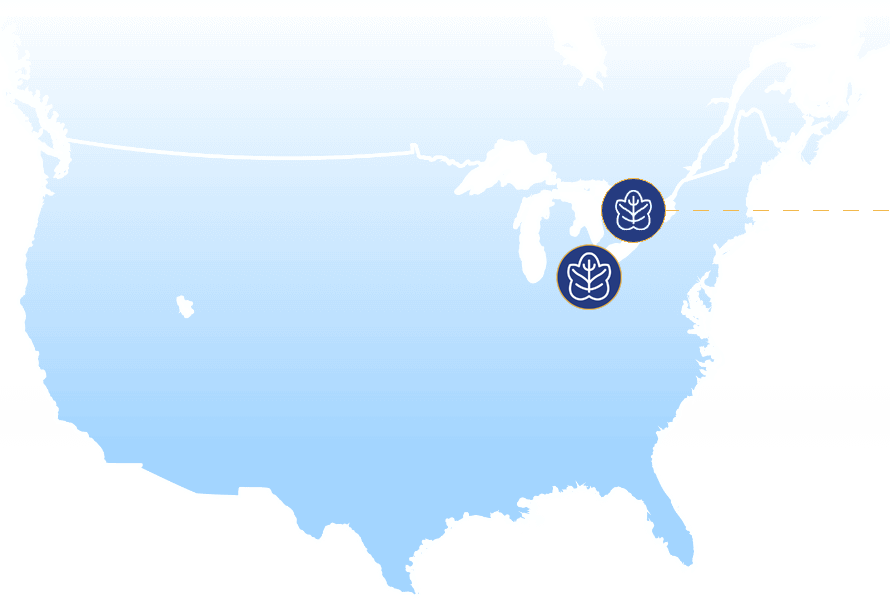 a map showing commercial bakeries' factory locations